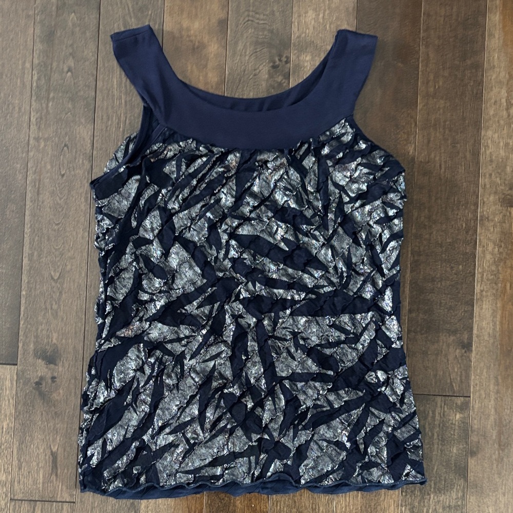 Double Take Navy and Silver Women's Top Size S